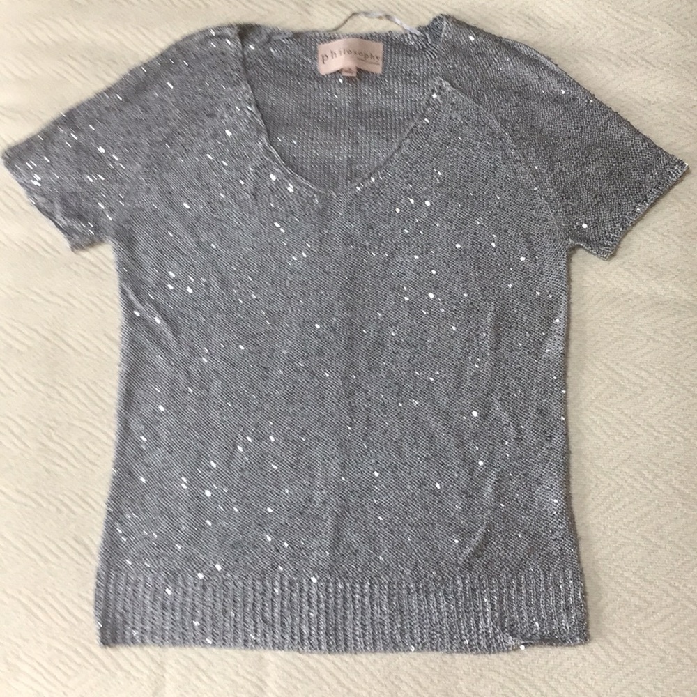 Philosophy silver scoop neck sweater size small